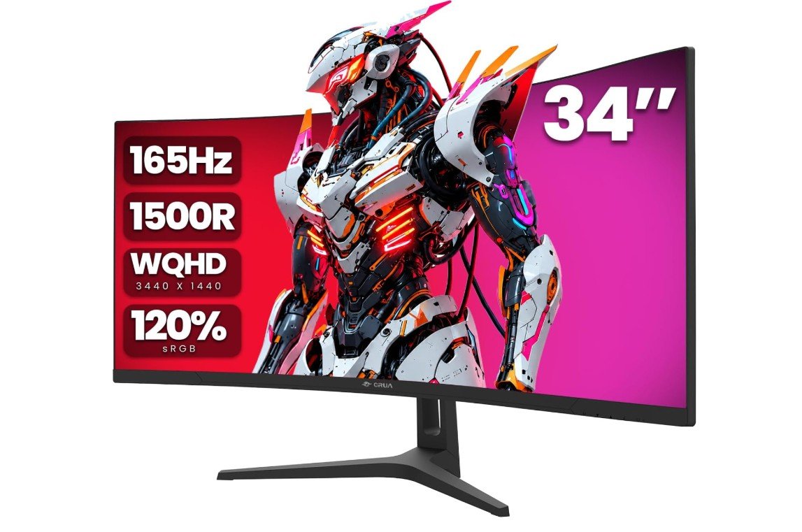 CRUA 34 inch WQHD Ultrawide Curved Gaming Monitor