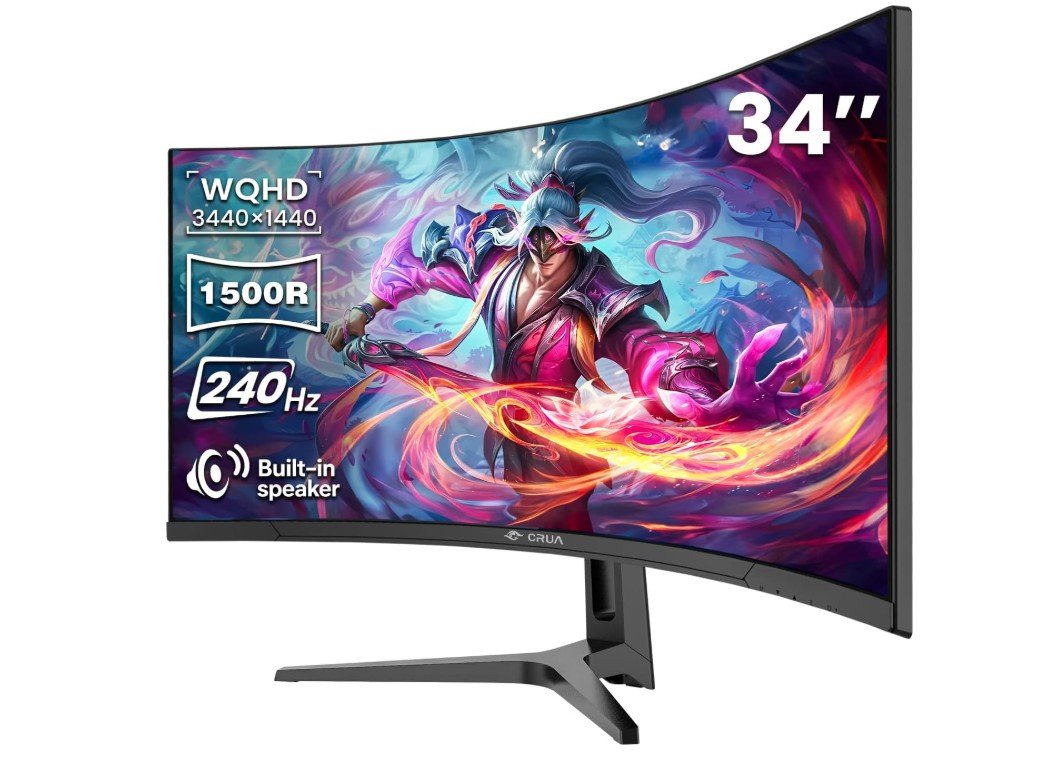 CRUA 34 inch WQHD 240Hz Ultrawide Gaming Monitor