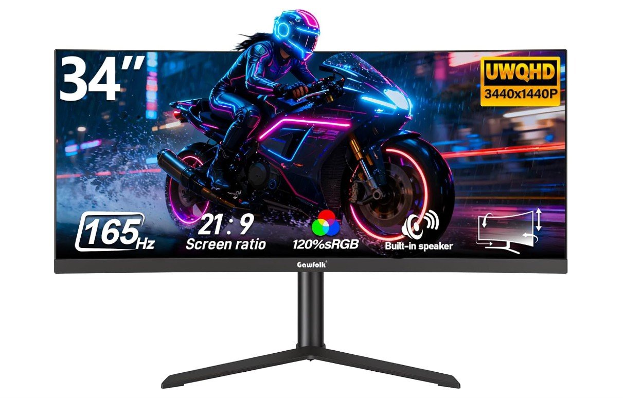 Gawfolk 34 inch Curved Ultrawide Gaming Monitor